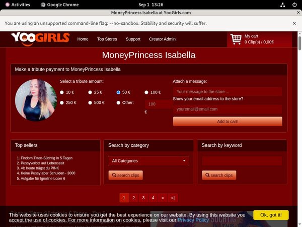 MoneyprincessIsabell Login Account